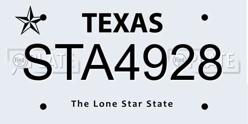 STA4928 Texas License Plate