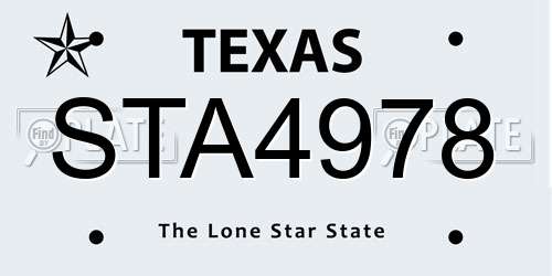 STA4978 Texas License Plate