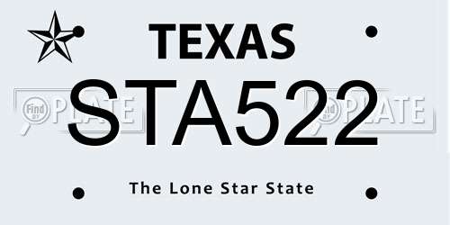 STA522 Texas License Plate