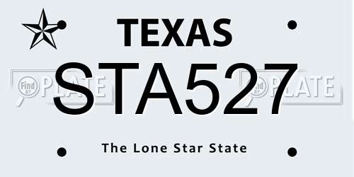 STA527 Texas License Plate