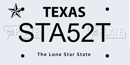 STA52T Texas License Plate