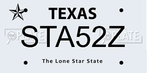 STA52Z Texas License Plate