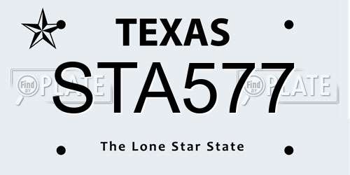 STA577 Texas License Plate