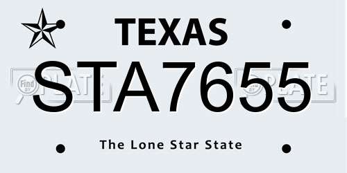 STA7655 Texas License Plate