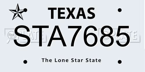 STA7685 Texas License Plate