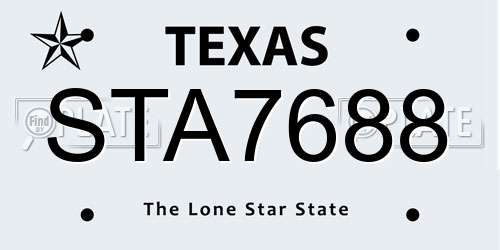 STA7688 Texas License Plate