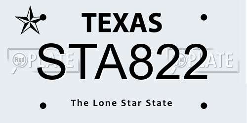 STA822 Texas License Plate