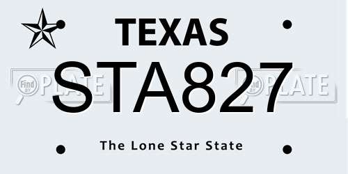 STA827 Texas License Plate