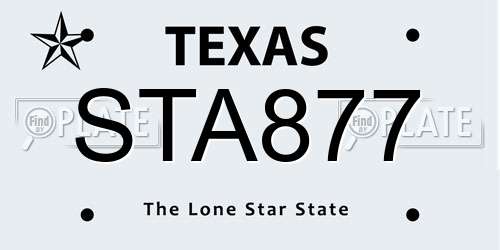 STA877 Texas License Plate