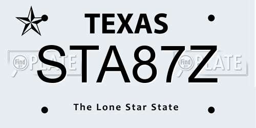 STA87Z Texas License Plate