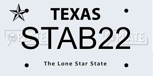 STAB22 Texas License Plate
