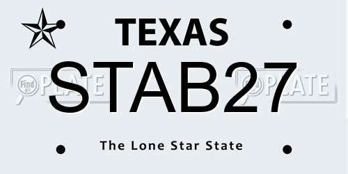 STAB27 Texas License Plate