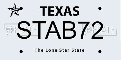 STAB72 Texas License Plate