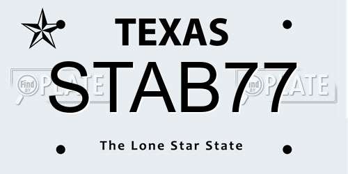 STAB77 Texas License Plate