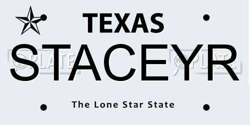 STACEYR Texas License Plate