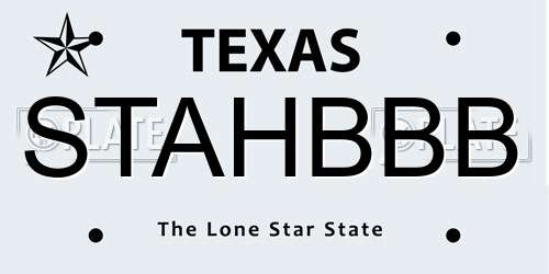 STAHBBB Texas License Plate