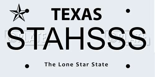 STAHSSS Texas License Plate