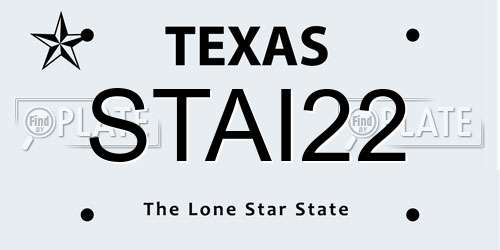 STAI22 Texas License Plate
