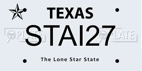 STAI27 Texas License Plate