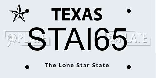 STAI65 Texas License Plate