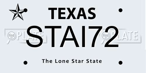 STAI72 Texas License Plate