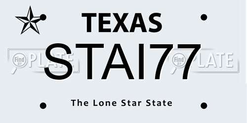 STAI77 Texas License Plate