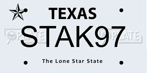 STAK97 Texas License Plate
