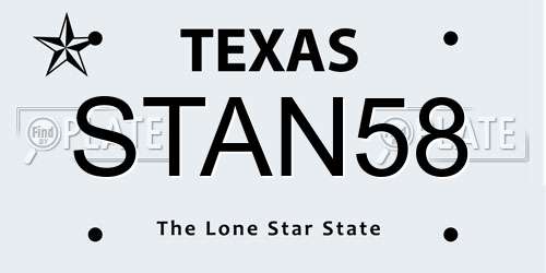 STAN58 Texas License Plate