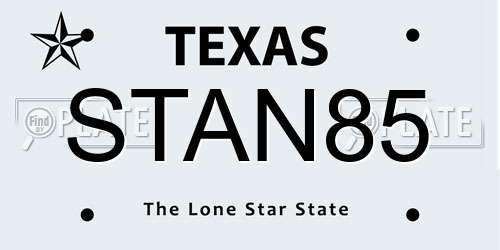 STAN85 Texas License Plate