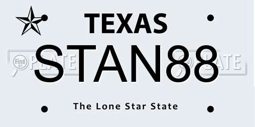 STAN88 Texas License Plate