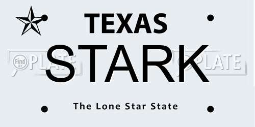 STARK Texas License Plate