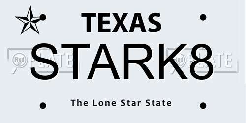 STARK8 Texas License Plate