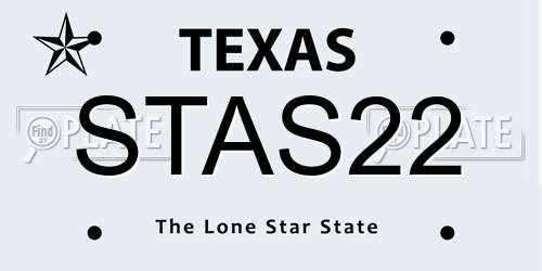 STAS22 Texas License Plate