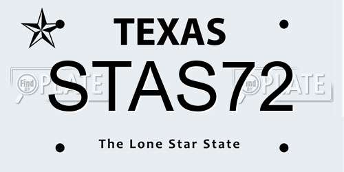 STAS72 Texas License Plate