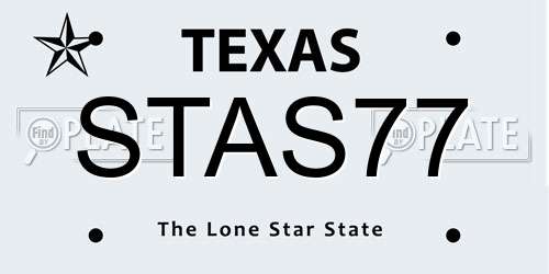 STAS77 Texas License Plate