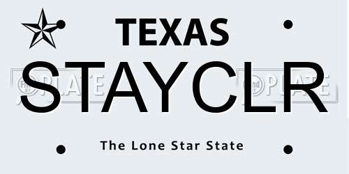 STAYCLR Texas License Plate