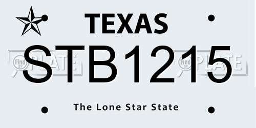 STB1215 Texas License Plate