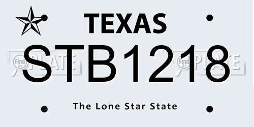 STB1218 Texas License Plate