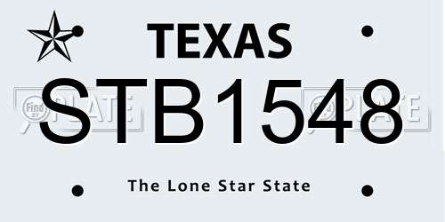 STB1548 Texas License Plate
