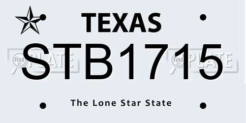 STB1715 Texas License Plate