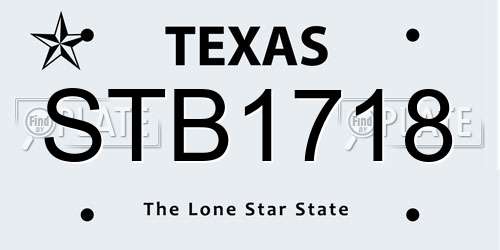 STB1718 Texas License Plate
