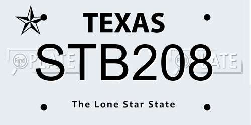 STB208 Texas License Plate