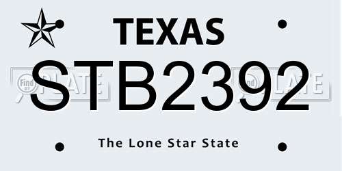 STB2392 Texas License Plate