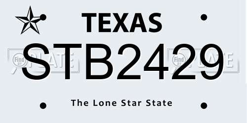 STB2429 Texas License Plate