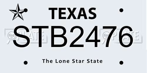 STB2476 Texas License Plate