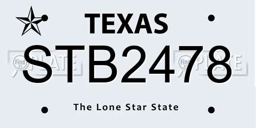 STB2478 Texas License Plate