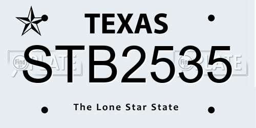 STB2535 Texas License Plate