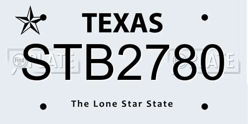 STB2780 Texas License Plate