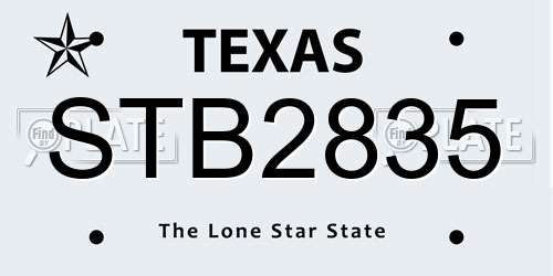STB2835 Texas License Plate