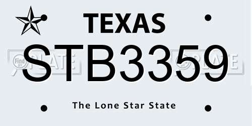 STB3359 Texas License Plate